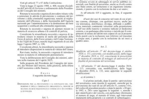 Decreto Sicurezza: Analisi delle Nuove Misure