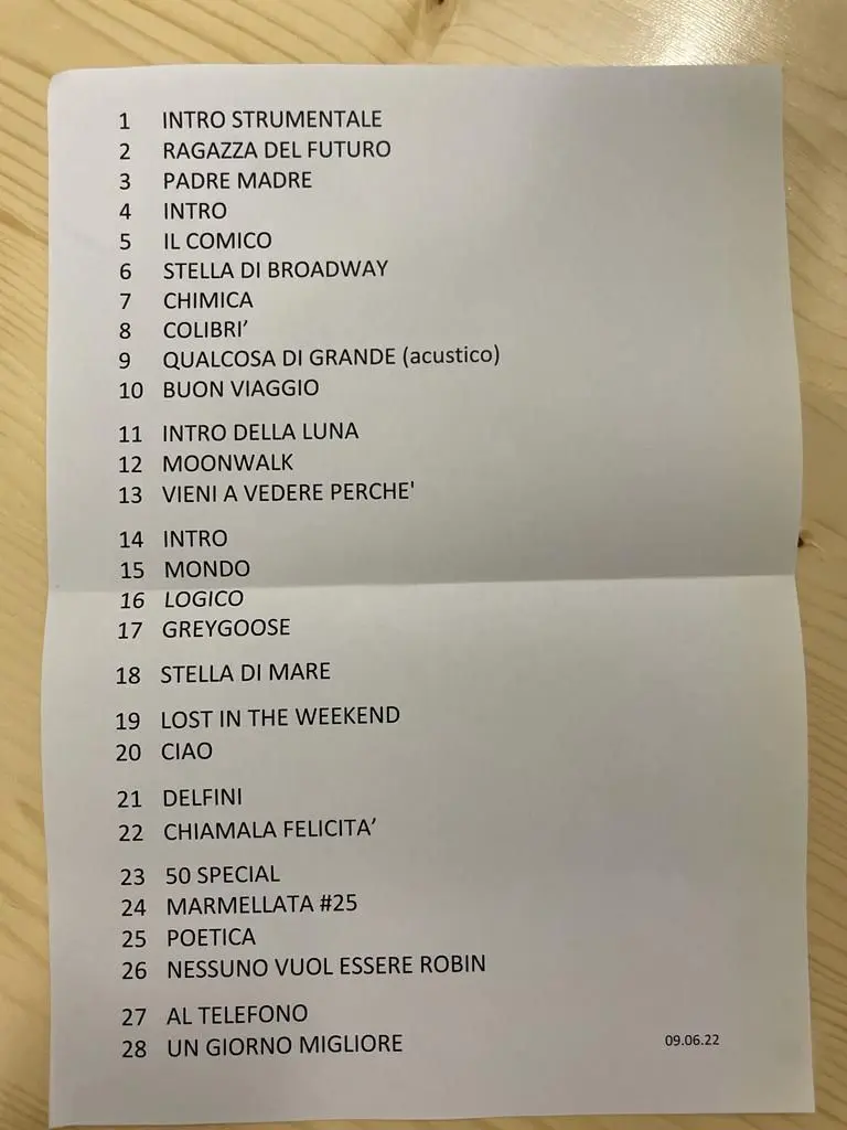 Scaletta di Cremonini 2025: Novità e Concerti