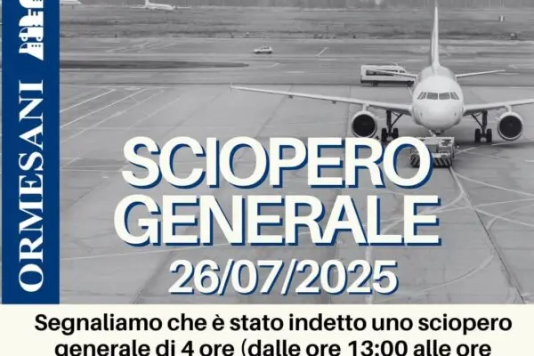 Sciopero Aerei del 26 Luglio 2025: Cosa Aspettarsi