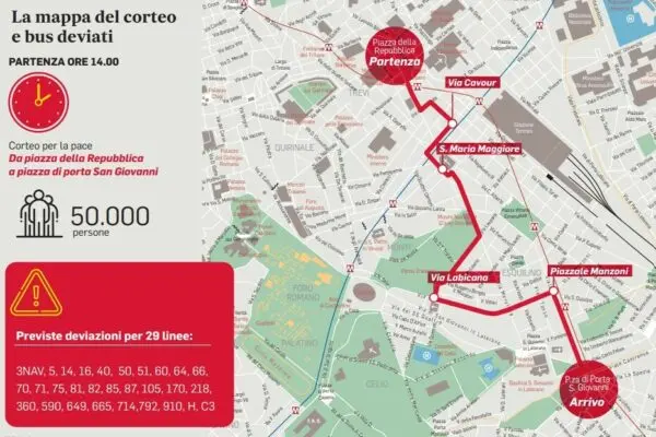 Percorso della manifestazione a Roma oggi: dettagli e informazioni