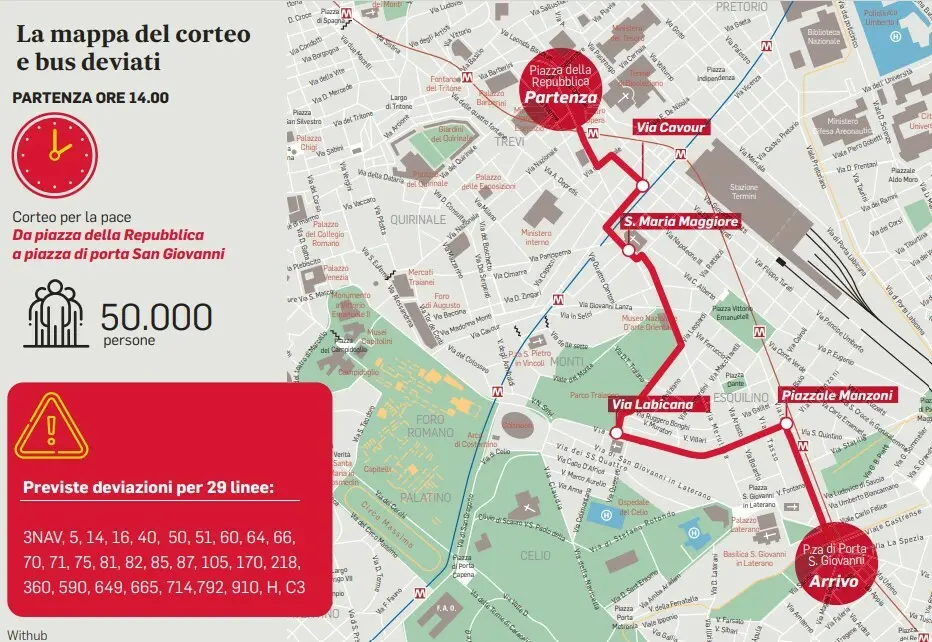 Percorso della manifestazione a Roma oggi: dettagli e informazioni